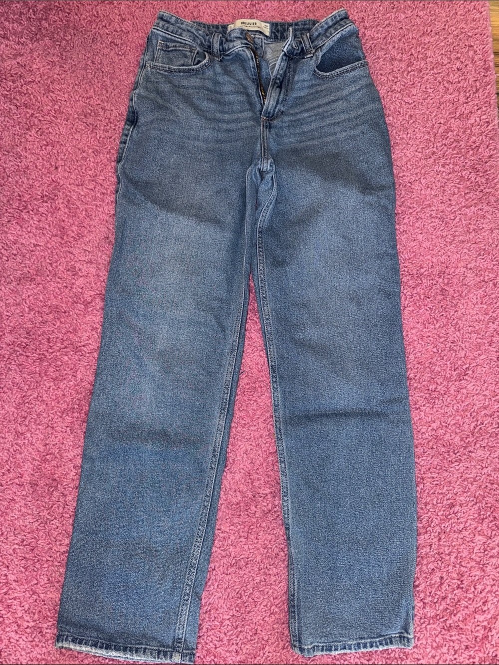 Hollister Blue High-Rise Straight Leg Jeans